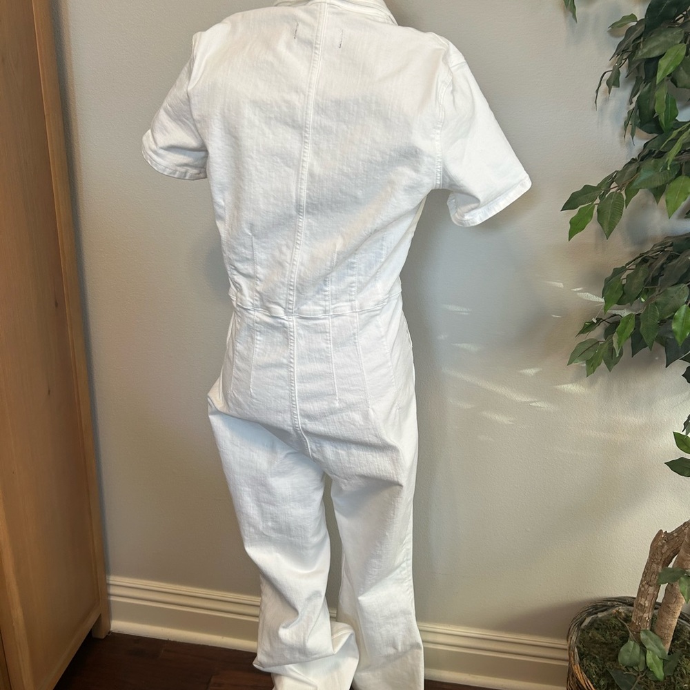 NEW We the Free by Free People Crisp White Short Sleeve Collared Jumpsuit Sz L - Picture 6 of 8